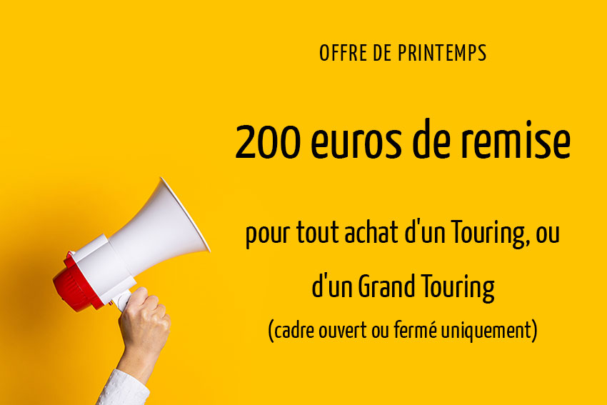 offre promotionnelle de printemps qui signale 200 euros de remise pour tout achat d'un touring